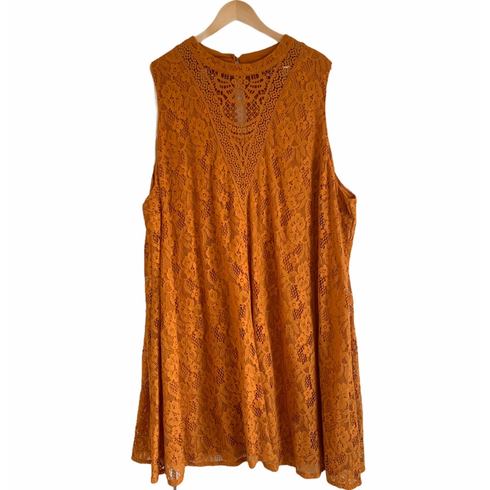 5X Orange/Terracota Boho Lace Mini Dress